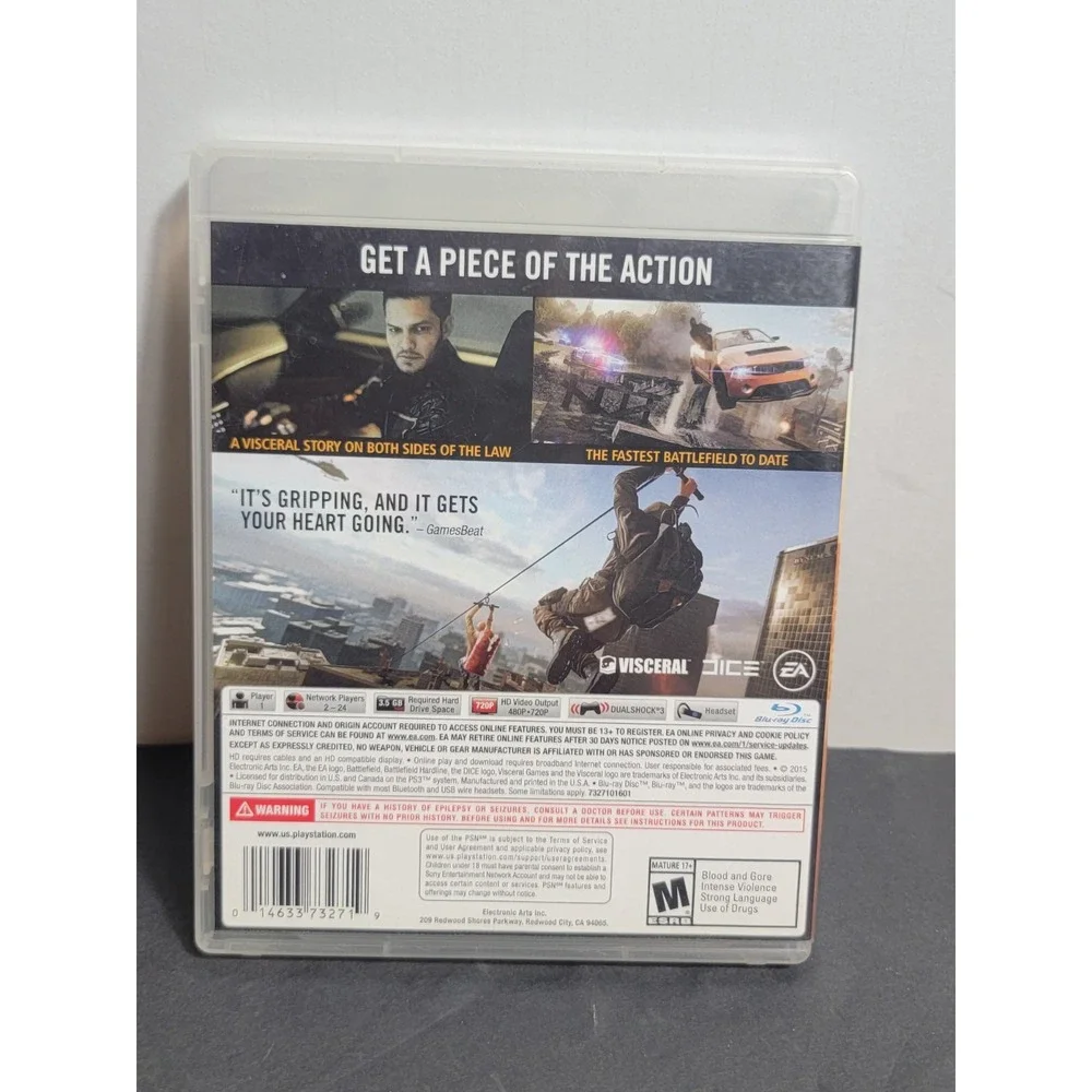 Battlefield Hardline Sony PlayStation 3 PS3 2015 Shooter Game EA 014633732719